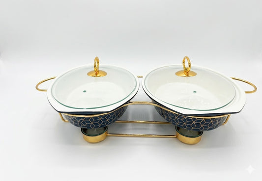 Luxury Porcelain Oval Twin Chafing Dish