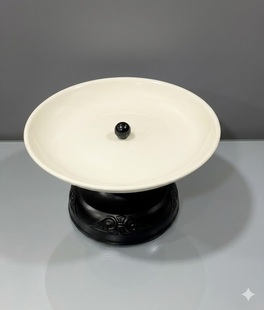Premium Ceramic & Metal Pedestal Display Bowl