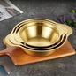 Golden Serving Bowl With Wooden Knob