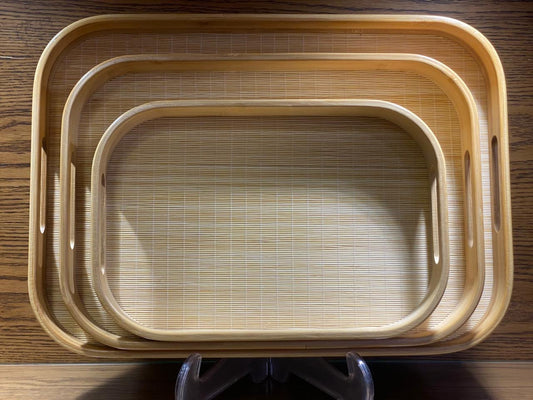 Handcrafted Bamboo Rattan Trays Set