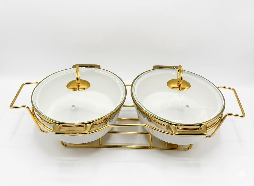 Luxury Porcelain Twin Oval Chafing Dish