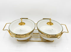 Luxury Porcelain Twin Oval Chafing Dish
