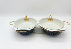 Luxury Porcelain Oval Twin Chafing Dish