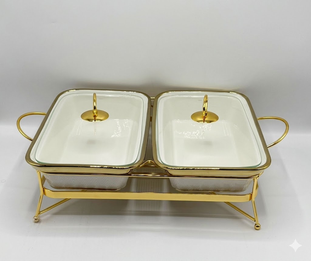 Luxury Porcelain Twin Rectangular Chafing Dish