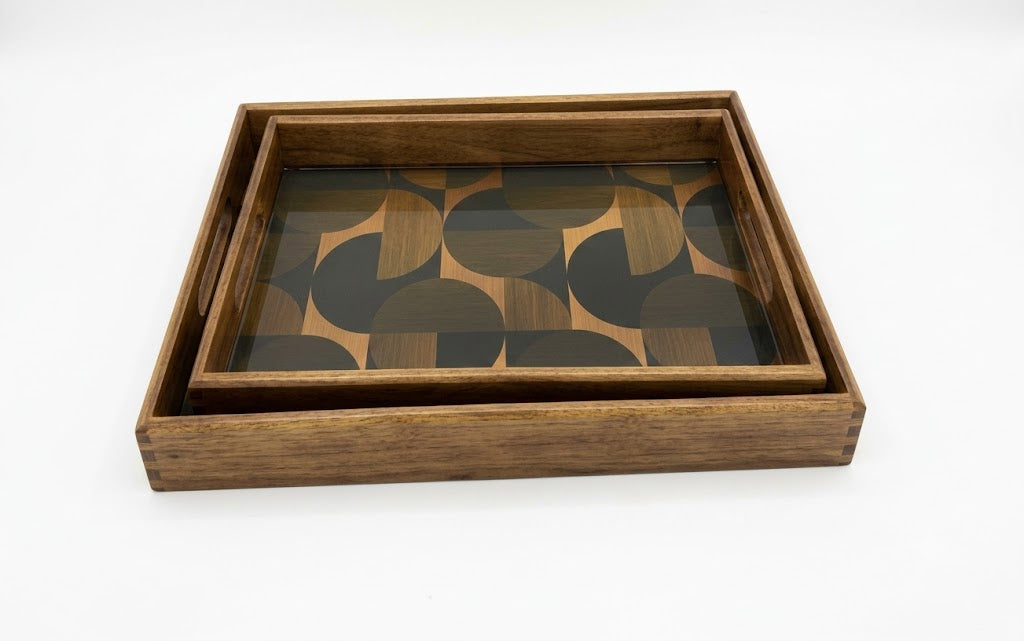 Tray Set Wood + Glass