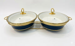Luxury Porcelain Twin Oval Chafing Dish