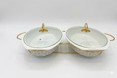 Luxury Porcelain Oval Twin Chafing Dish