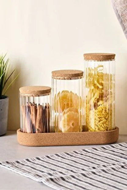 3Pcs Cork Jars Set