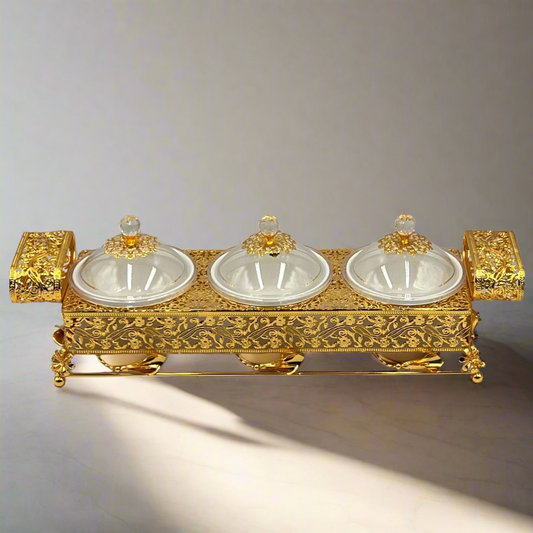 Golden Dry Fruit & Candy Tray