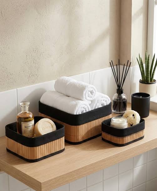 Multipurpose Bamboo Basket Set Black
