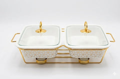 Luxury Porcelain Twin Rectangle Chafing Dish