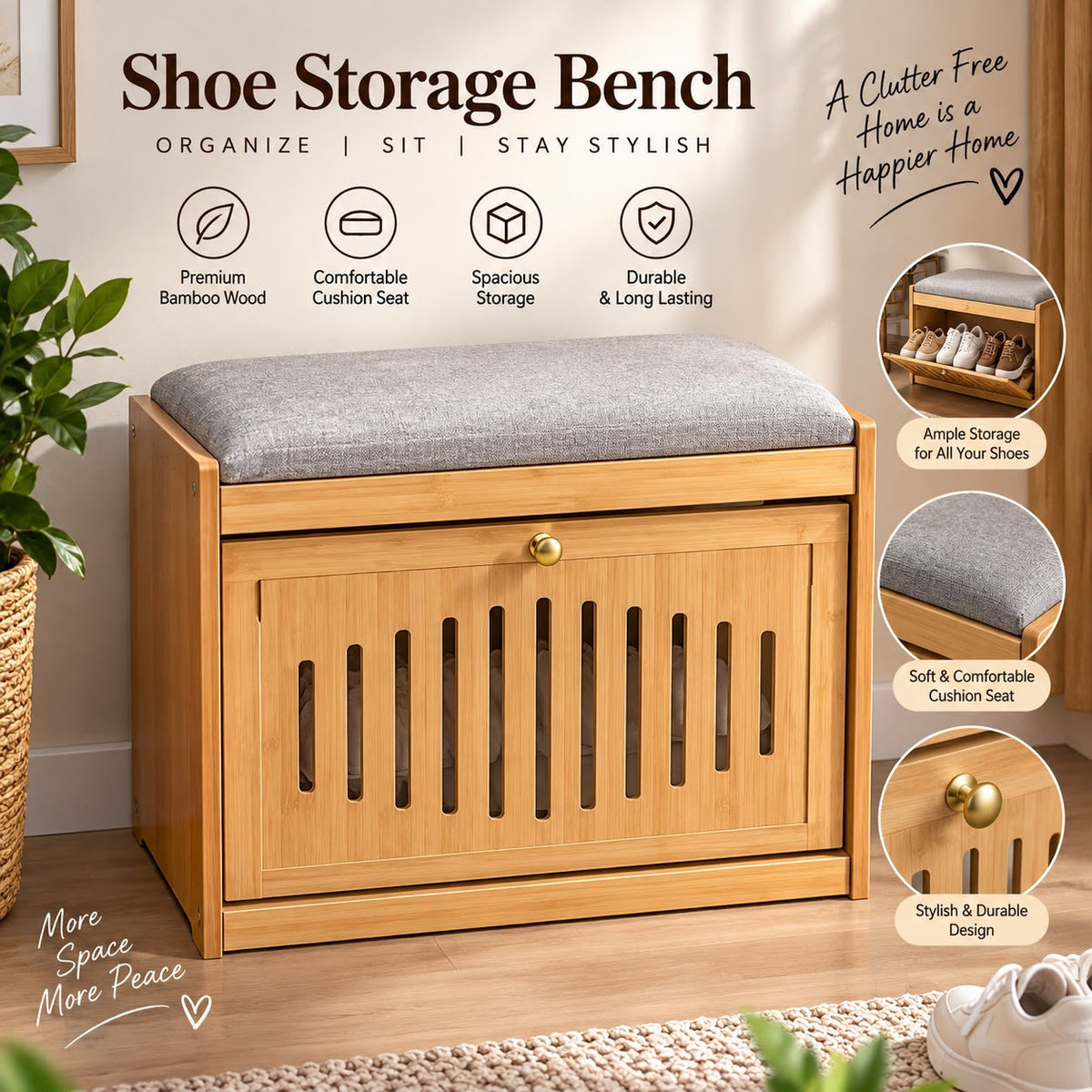 Heavy Duty Sitting Bench Shoe Rack