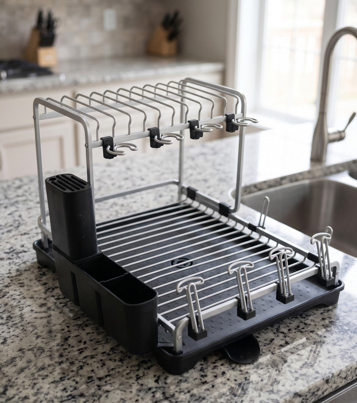Silver & Black Aluminium Dish Rack