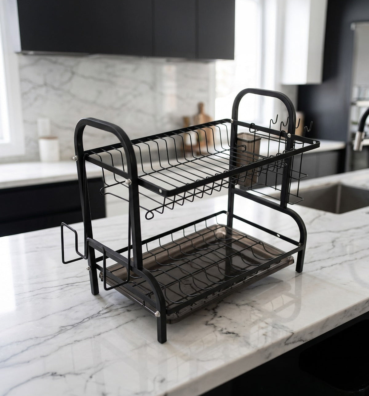 2 Step Black Dish Rack