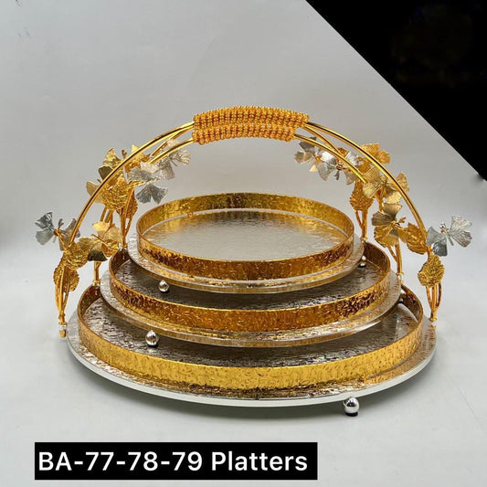 Golden Round Platter Set