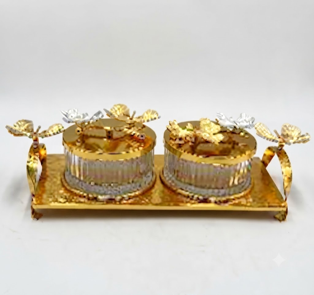 2 Pcs Partition Jar (Golden)