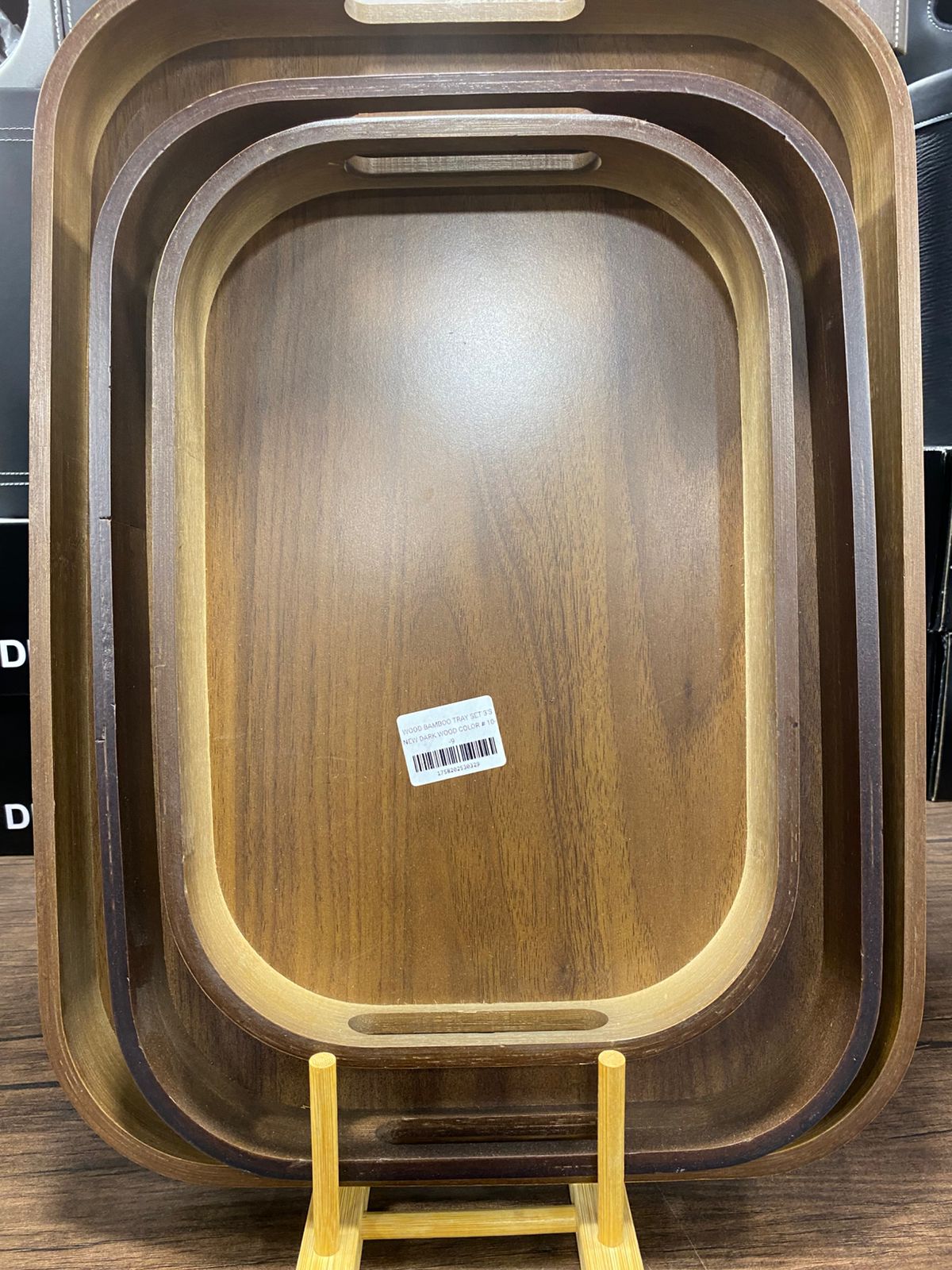 Heavy Dark Wood Trays Set