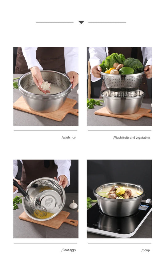 Multifunctional Stainless Steel 6In1 Bowl Set