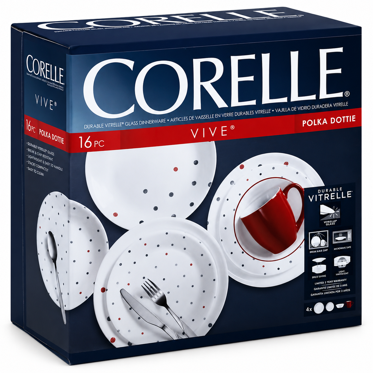 Corelle Polka Dottie 18-Piece Dinnerware Set