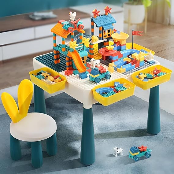 DIY Building Blocks Study Table With Chair