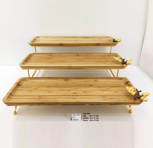 3Tier Wood Pastry 46x17cm