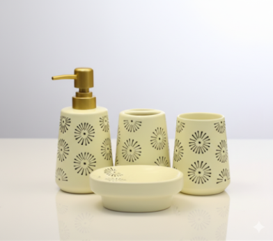 Brilliant 4Pcs Bathroom Set Apple White