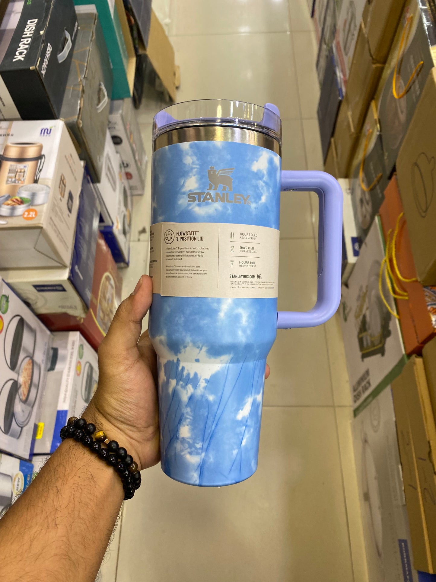 The Blue Tie Dye Quencher H2.0 Flow State Tumbler | 40 OZ