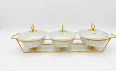 Luxury Porcelain Triple- Oval Chafing Dish