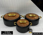 Black With Brown Marble Lid Hotpot Set