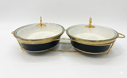 Luxury Porcelain Twin Oval Chafing Dish