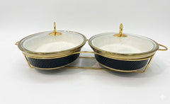 Luxury Porcelain Twin Oval Chafing Dish
