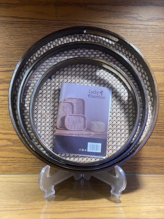 Handcrafted Bamboo Rattan  Trays Set