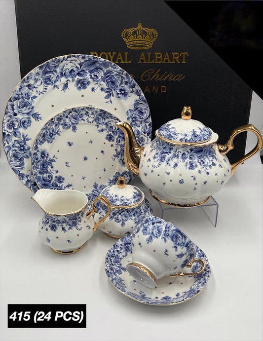 Royal Albart 24 Pcs Tea Set Blue&White