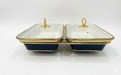 Luxury Porcelain Twin Rectangle Chafing Dish