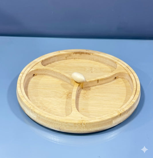 Round 3-Compartment Tray with Lid