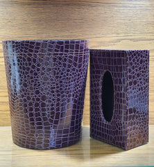 Leather Tissue Box & Dustbin Set