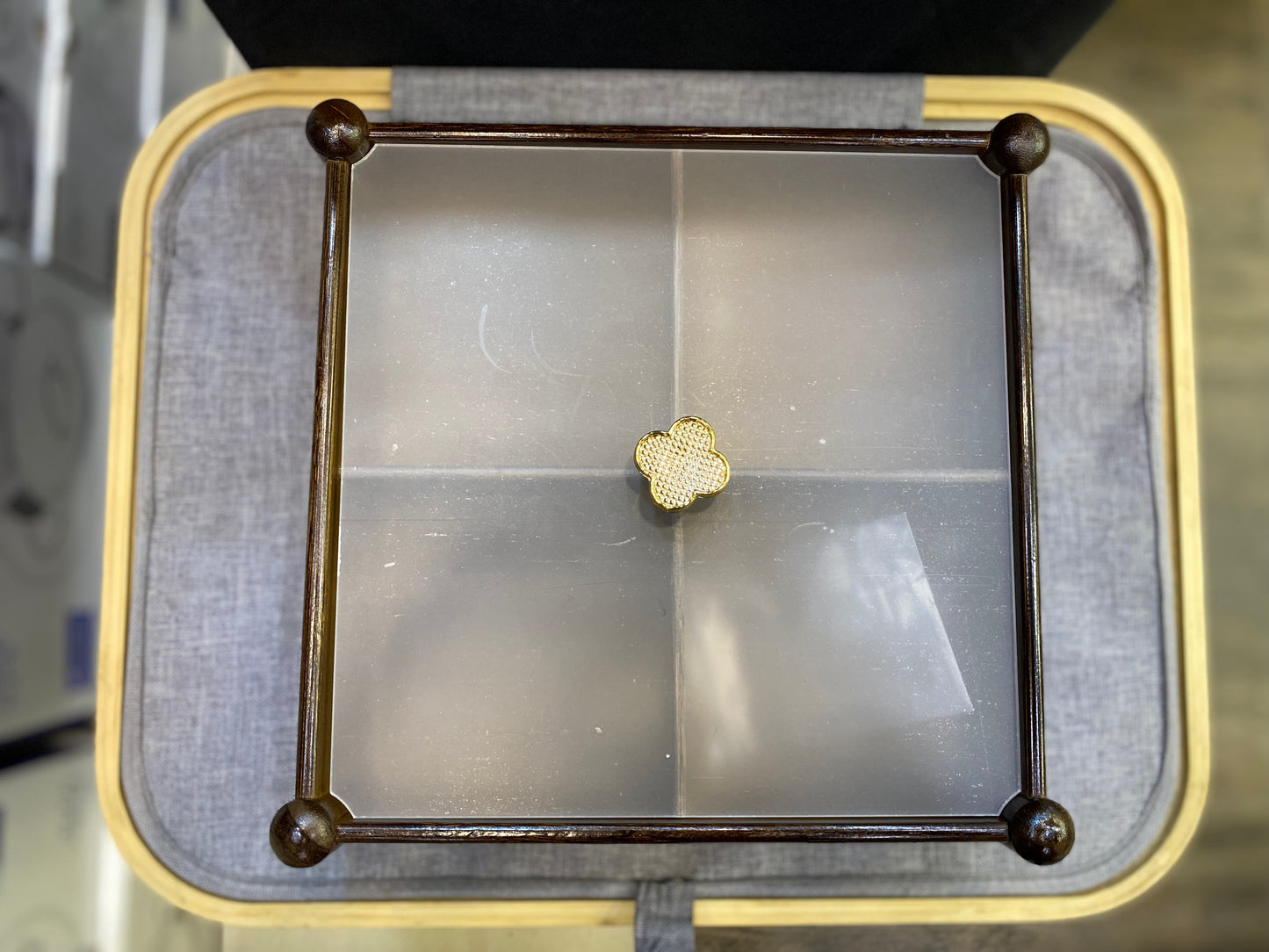 4 Partition Dry fruit Tray Square Brown