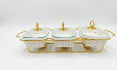 Luxury Porcelain Triple- Rectangle Chafing Dish