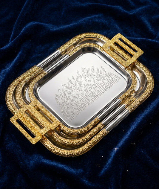 Luxury Stainless Steel 3pcs Tray Set