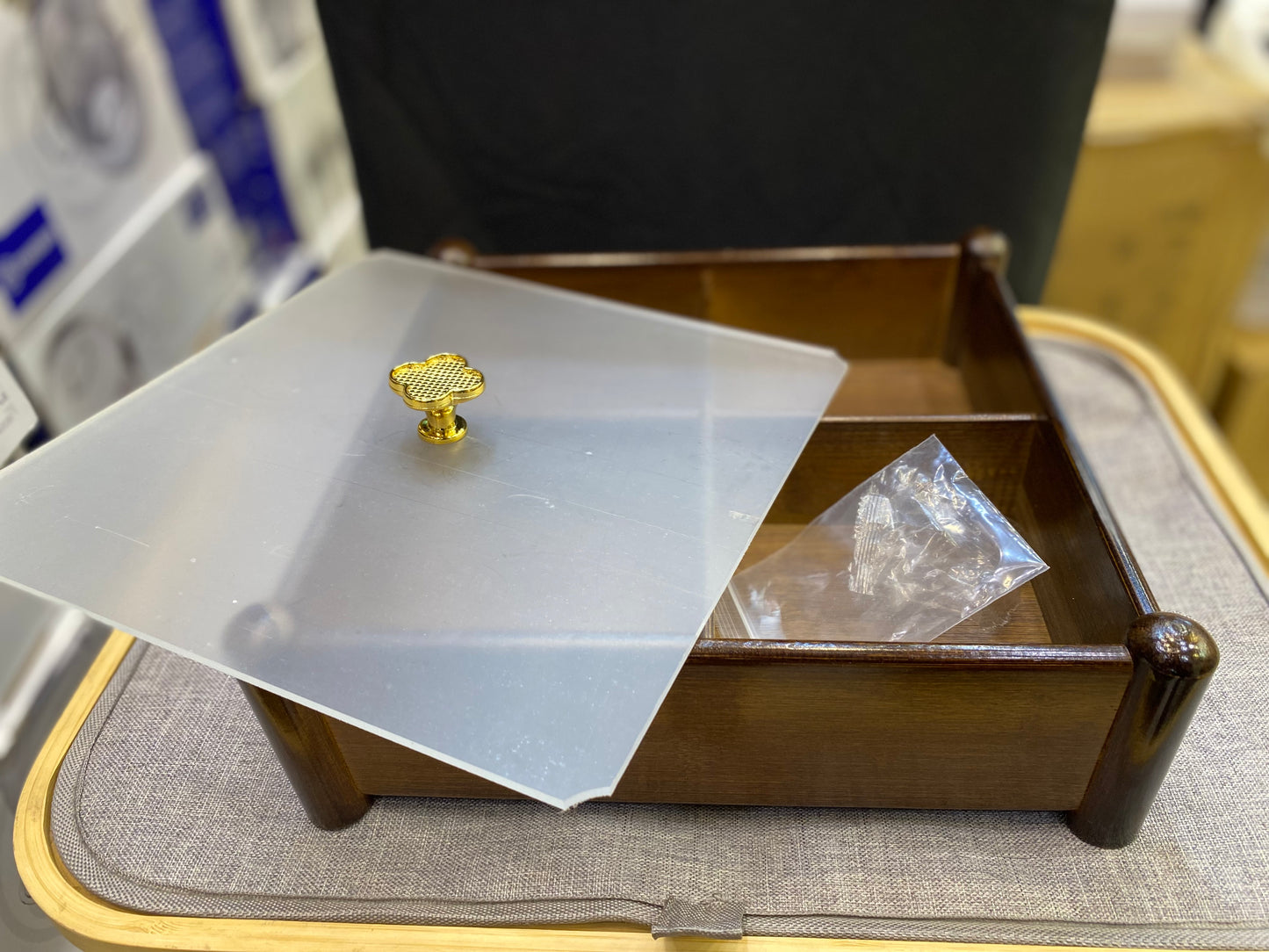 4 Partition Dry fruit Tray Square Brown