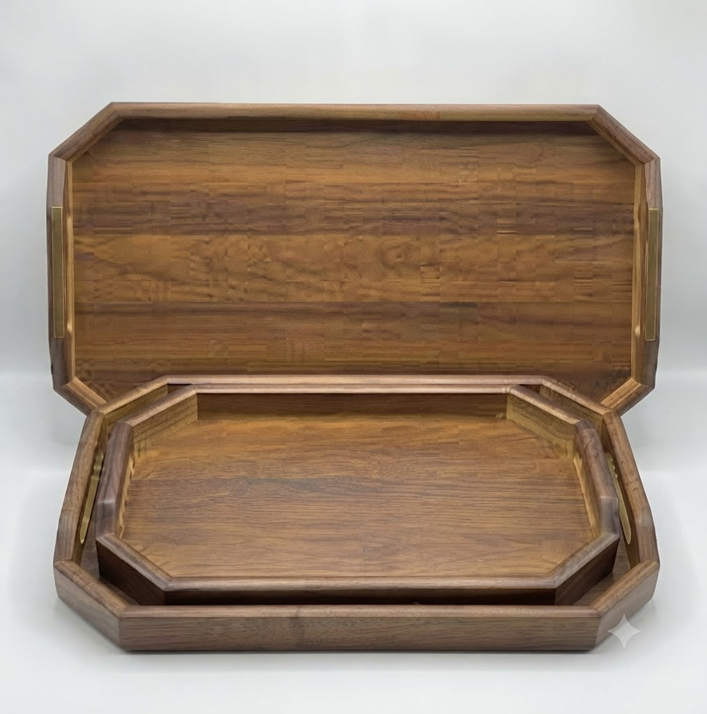 3 Pcs Wooden Tray Set