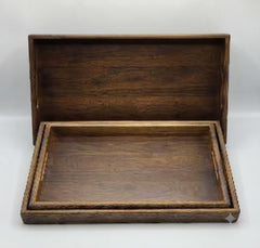 3 Pcs Wooden Tray Set