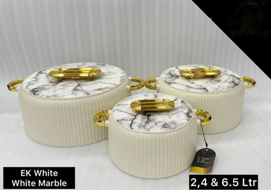 Off-White With White Marble Lid Hotpot Set