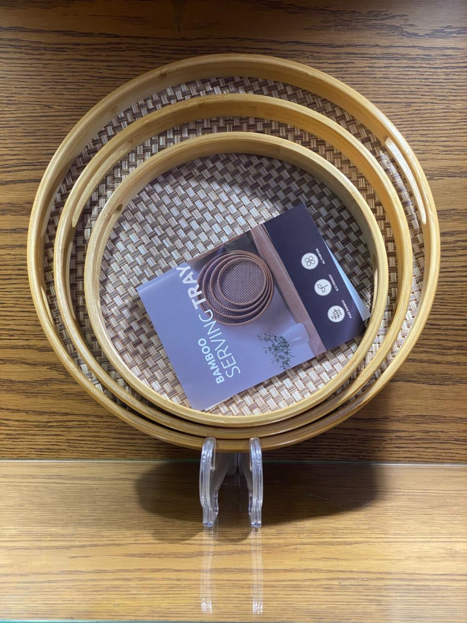 Handcrafted Bamboo Rattan Trays Set