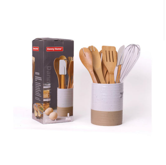 Danny Home Kitchen Bamboo Kitchen Utensils Tool Set