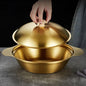 Golden Serving Bowl With Wooden Knob