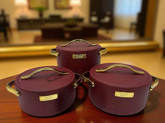 Forever Gold Imported Thermal Hotpot Set – Deep Maroon With Premium Gold Accents