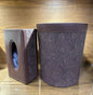Leather Tissue Box & Dustbin Set