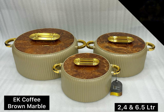 Coffee With Brown Marble Lid Hotpot Set