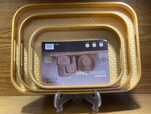 Handcrafted Bamboo Rattan Trays Set